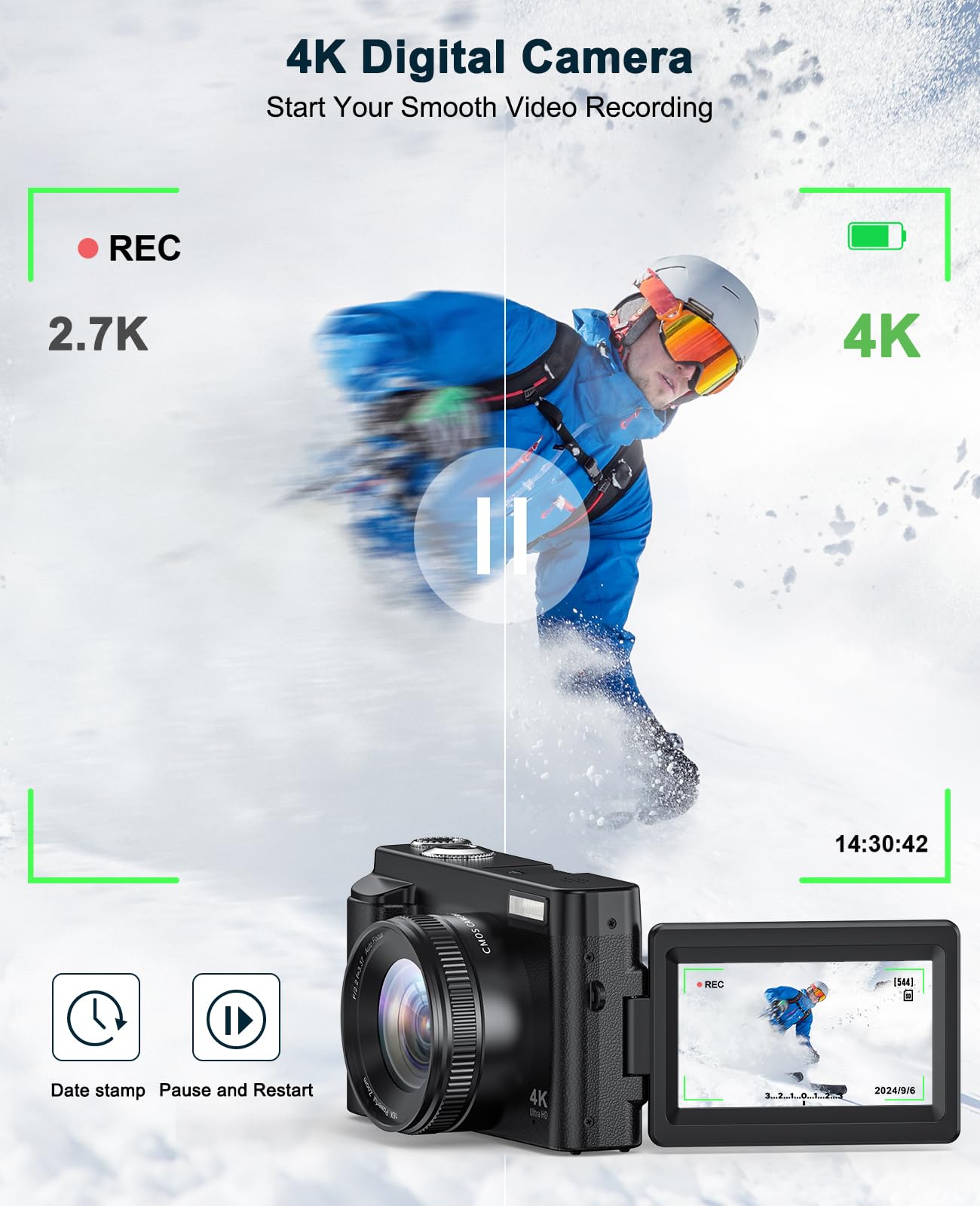 Amazon.com : 4K Digital Camera for Beginners & Teens, Autofocus